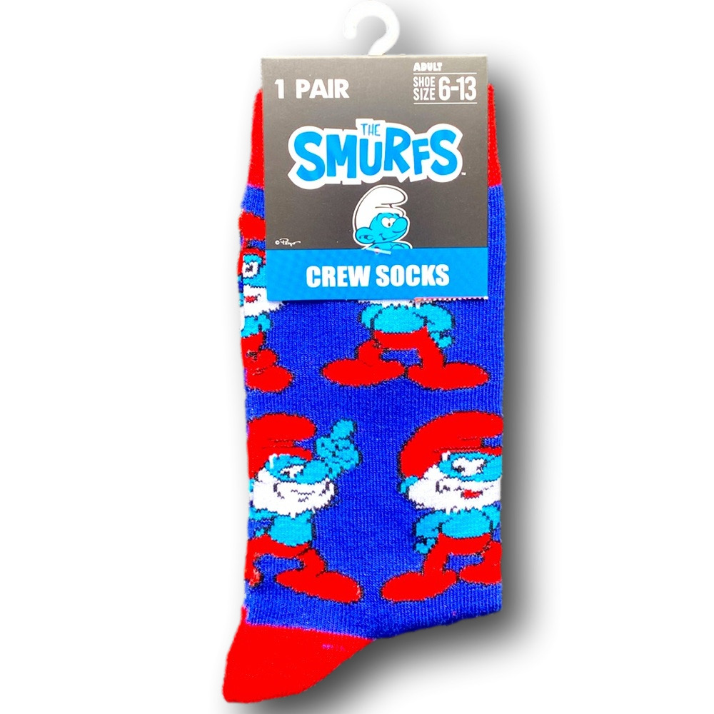 3/$20 The Smurfs Papa Smurf Funny Novelty Crew Socks - NWT